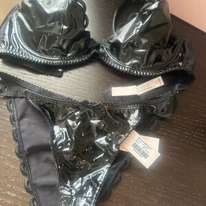 Agent provocateur Black patent leather Lingerie Set NWT